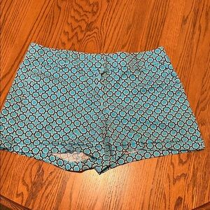 New York & Company Blue Geometric Teal/Black/White Women’s BOHO Bold Shorts Sz 8